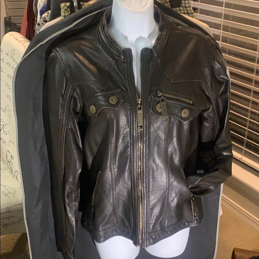 Dark Espresso faux leather jacket